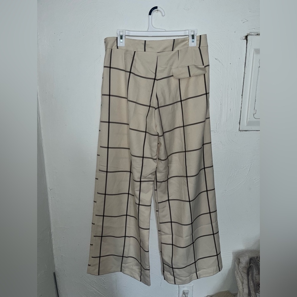 ASOS Beige Checkered Wide-Leg Pants - Picture 2 of 3